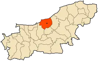 Расположение коммуны на карте вилайета.