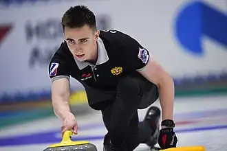 Даниил Горячев на Арктическом кубке по кёрлингу 2018 года в Дудинке