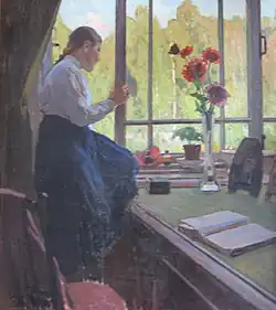 А. Корин. Дочь Таня на окне. 1912