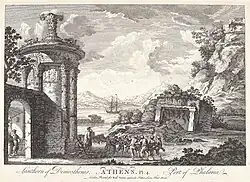 Лантерна Демосфена и порт Фалер. 1758. Офорт из серии «Руины самых красивых памятников Греции»