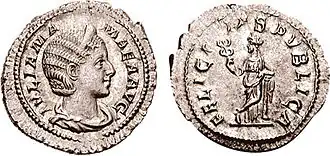 Денарий Юлии Мамеи, 222—235 гг., легенда FELICITAS PVBLICA