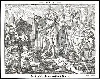 Адольф Эрхардт "Немецкий орден штурмует Кауэн" (1862)