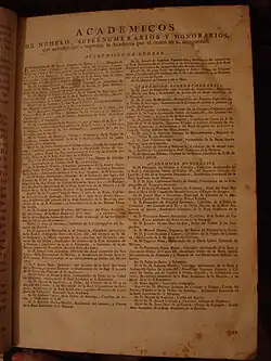 Diccionario de la lengua castellana compuesto por la Real Academia Española […]. Список членов Королевской академии испанского языка.
