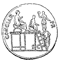 Прорисовка сестерция Нервыс надписью CONGIAR(IVM) PR(IMVM) S(ENATVS)C(ONSVLTVM)