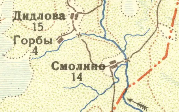 Деревня Дидлово на карте 1932 года