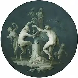 Сатиры и фавны, танцующие перед жертвенником. Гризайль. Ок. 1790. Частное собрание