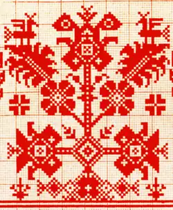 Птицы на дереве. Русская народная вышивка. Из альбома К. Далматова. 1889