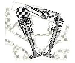 Коромысло в ГРМ типа SOHC.