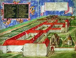 Монастырь святого Ипполита. Санкт-Пёльтен. 1653. Справа виден собор Вознесения