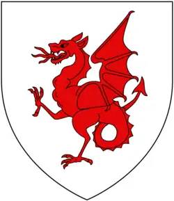 Герб Эша: «В серебряном поле червленая виверна, крылья выставлены, хвост закручен». Семья Дрейков из Краундейла и аббатства Бакленд использовала тот же герб, но хвост виверны не был закручен .
