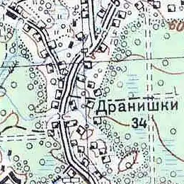 Деревня Дранишники на карте 1939 года