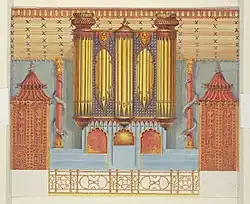 Проект северной стены Музыкального салона Королевского павильона в Брайтоне. 1818—1819. Акварель, гуашь