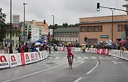 Душан Райович на финише гонки (2018)