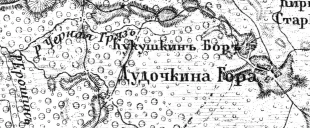 Деревня Дудачкино на карте Ф. Ф. Шуберта 1872 года