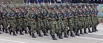 Разведывательное подразделение 3-й бригады Сухопутных войск Сербии на военном параде в Нише