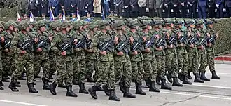 Разведывательное подразделение 4-й бригады Сухопутных войск Сербии на военном параде в Нише