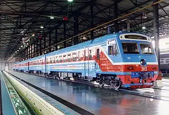 Электропоезд ЭН3-001 в депо Москва-Киевская