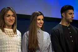 Мария (в центре) на пресс-конференции Евровидения-2016