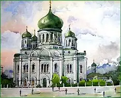 Акварель собора в Ростове-на-Дону.