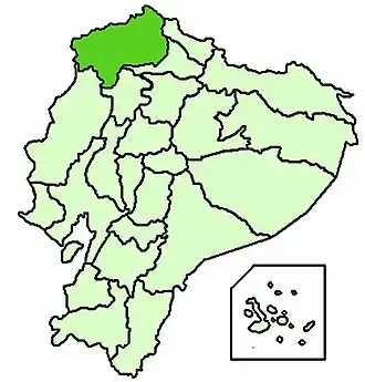 Апостольский викариат Эсмеральдаса на карте Эквадора