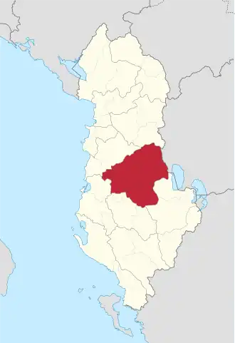 Эльбасан на карте