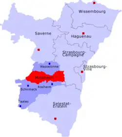 Кантон на карте департамента Нижний Рейн