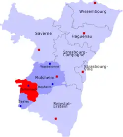 Кантон на карте департамента Нижний Рейн