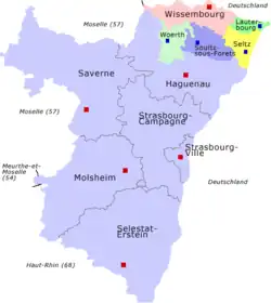 Кантон на карте департамента Нижний Рейн