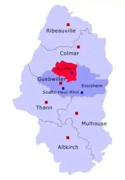 Кантон на карте департамента Верхний Рейн