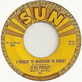 Обложка сингла Элвис Пресли «I Forgot to Remember to Forget» (1955)