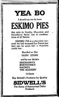 Одно из самых ранних рекламных объявлений Eskimo Pie. 3 ноября 1921 года, Iowa City Press-Citizen.