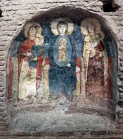 Дева Мария с Младенцем в мандорле, святые Анна и Елизавета. 757—767