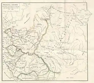 Карта 1139 г. Великого княжества Киевского, где северо-восточные территории определены как Трансфоррест Колонии (Залесье) Иоахима Лелевеля