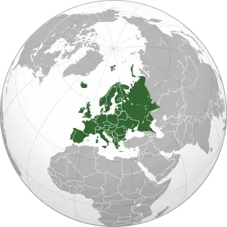 Географическое положение Европы на глобусе