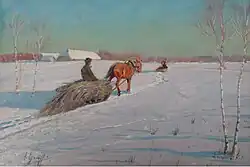 Перевозка сена зимой.