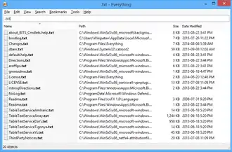 Скриншот программы Everything