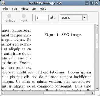 Предпросмотр DVI-файла в Evince.