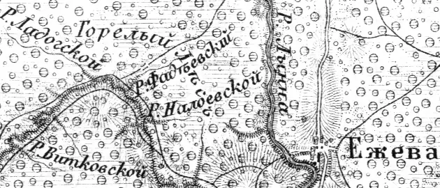 Деревня Ежева на карте Ф. Ф. Шуберта 1872 года