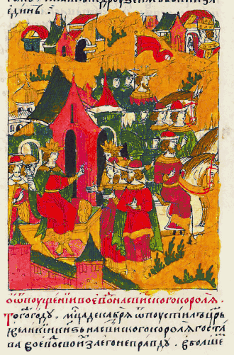 Лицевой летописный свод: «Об отпущении воевод на шведского короля. В том же году в месяце декабре отпустил царь и великий князь на Шведского короля Густава воевод своих за его неправду: в большом полку боярин и воевода князь Петр Михайлович Щенятев да боярин и воевода князь Дмитрий Федорович Палецкий. (...) В сторожевом полку — князь Димитрий Семенович Шастунов да Петр Петрович Головин».