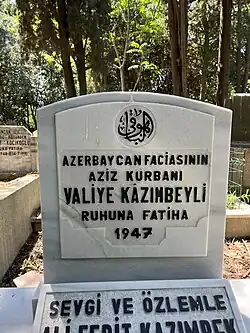 Могила Валии Кязымбейли на кладбище Ферикёй