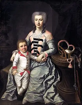 Текла Тереза Катарина Лубенская , со старшим сыном Франтишеком (художник Йозеф Фаворски)