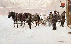 Телега перед корчмой. 1908.