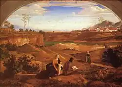 Святое семейство с младенцем Иоанном Крестителем на фоне пейзажа. 1824. Дерево, масло. Музей Фолькванг, Эссен