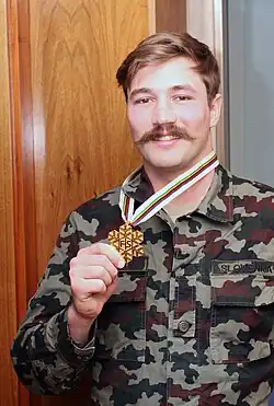 Филипп Флисар с золотой медалью Чемпионата мира 2015 года