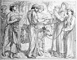 Первое жертвоприношение Аарона. Рисунок Симеона Соломона.