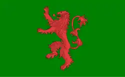 Флаг и герб Нарнии с изображением Алого льва на зелëном фоне