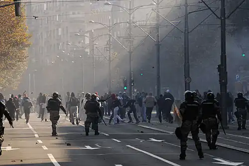 Бои на улицах Белграда в 2010 году  во время гей-парада.