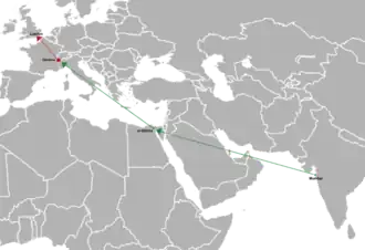 Схема полёта рейса 245