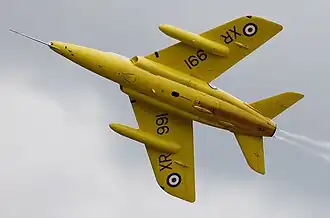Самолёт «Folland Gnat»,  окрашенный в цвета авиагруппы «Жёлтые Валеты»