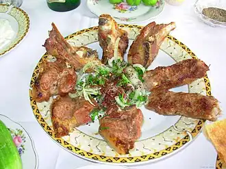 Тика-кебаб и люля-кебаб из баранины, приготовлено в городе Губа, северо-восточная часть Азербайджана